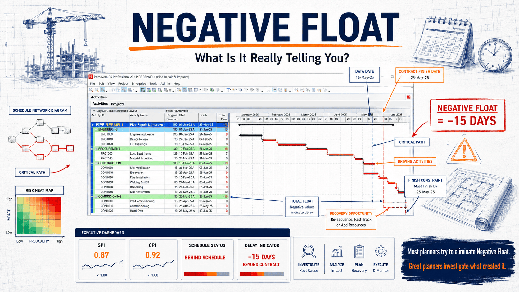 The Planner’s Playbook for Negative Float in Primavera P6